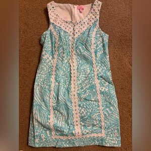 Lilly Pulitzer Blue and White Shift Dress Preppy